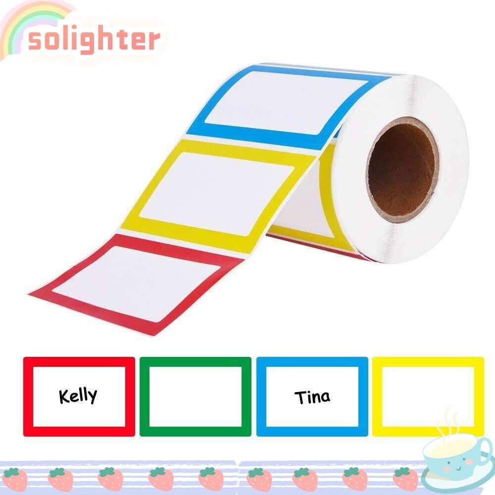 สติ๊กเกอร์ฉลาก SOLIGHTER ป้ายป้ายชื่อกาวหลากสี สติ๊กเกอร์ 1 ม้วน ป้ายจัด