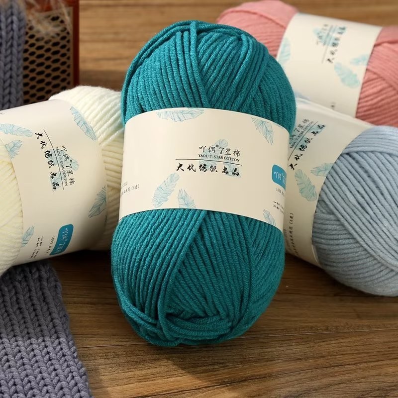 [คลังสินค้าพร้อม Fast Shipping] Occasional 7 Strands Milk Cotton 100g One Group 38 สีด้ายขนสัตว์หนา Group ด้ายเด็ก Hand-Knitted DIY ผ้าพันคอหมวกเสื้อกันหนาวโครเชต์ Stick เข็ม Th