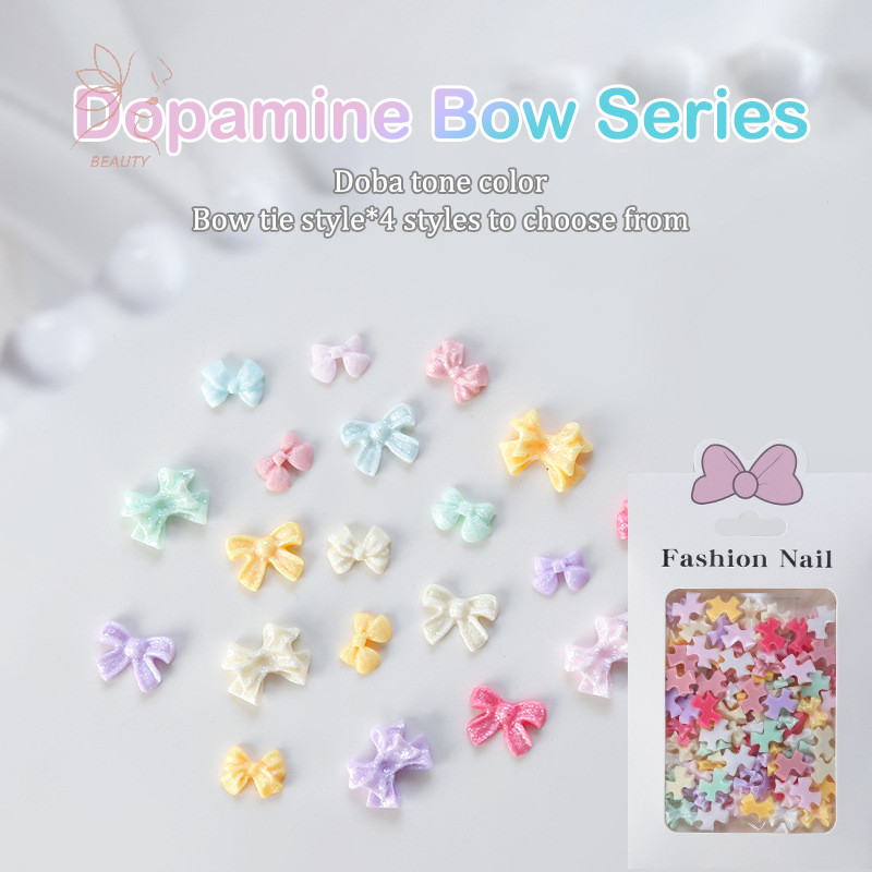[maybeauty] 100 ชิ้น/ถุงมินิโบว์ 3D น่ารักตกแต่งเล็บ Bowknot เครื่องประดับเงาเล็บ Charm เครื่องประดับ DIY เรซิ่นเล็บอุปกรณ์เสริมแบนกลับ {TH}