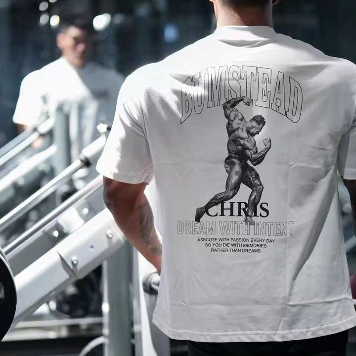 ผ้าฝ้าย 100% ระบายอากาศ "สามไตรมาสกระจายกลับ" พิมพ์เสื้อยืดอเมริกันหลวมฟิตเนสผู้ชายผู้หญิงการฝึกอบรมแขนสั้น 0627