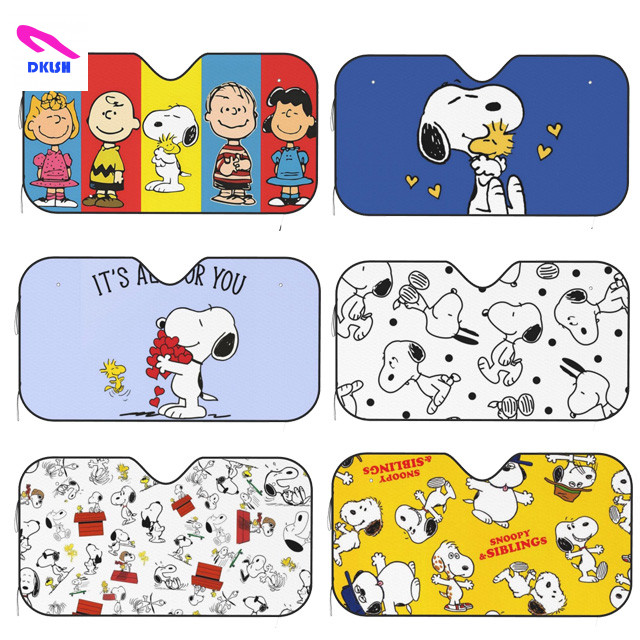ม่านบังแดดกระจกหน้ารถยนต์ สะท้อนแสง UV แบบพับได้ ลาย Snoopy
