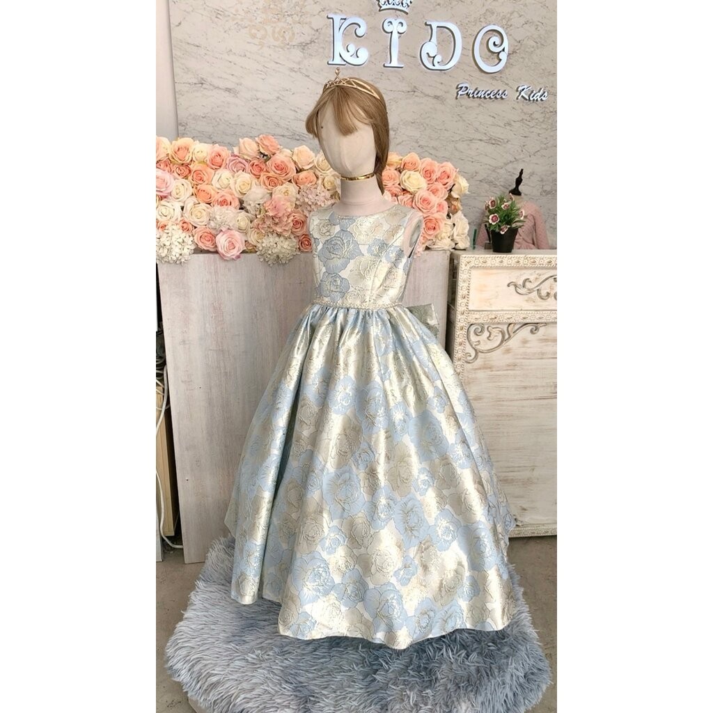 Kidoprincesskids ชุดออกงานเด็ก (ร้านอยู่รัชดา)ชุดราตรีเด็ก W18990 สีเขียว กระโปรงยาว เอวประดับมุก