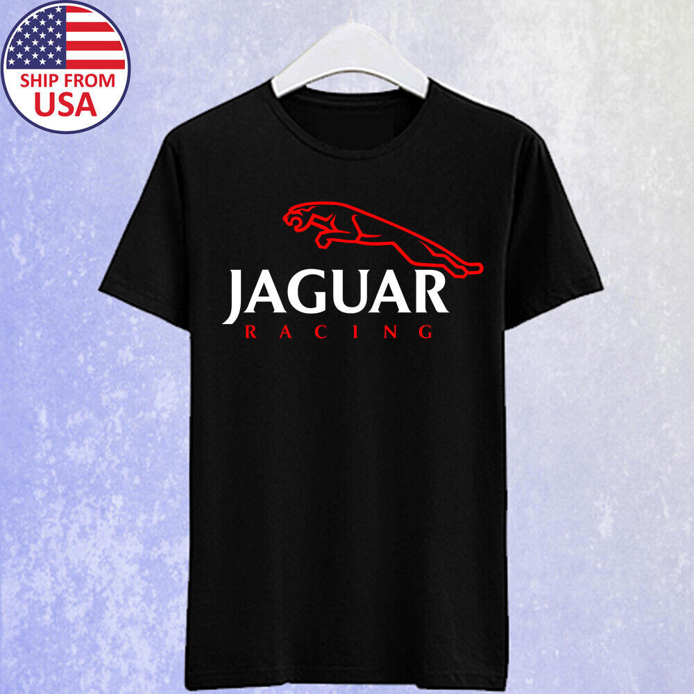 Good Printing Soft Jaguar Racing Car Logo เสื้อยืดผู้ชายสีดํา