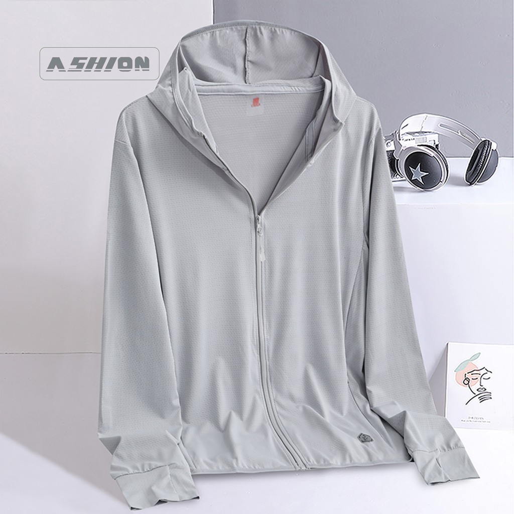 Eashion พร้อมส่ง Cod แห้งเร็ว ผ้าป้องกันแสงแดด สวมใส่สบาย หลวมๆ สบายๆ มีฮู้ด ซิป ผ้าระบายอากาศ หมวก 