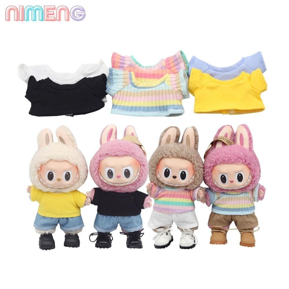 เสื้อผ้าตุ๊กตา NIMENG Labubu Time To Chill Filled เครื่องประดับตุ๊กตาทํามือ ทนทาน|Cos Gift Cotton Doll เสื้อยืดสําหรับตุ๊กตาผ้าฝ้ายขนาด 15 ซม
