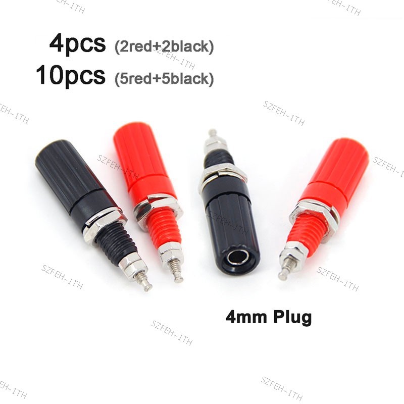 4mm Banana Socket Binding Post Nut Banana Plug สีแดงสีดําแผงเสียงแจ็คขั้วต่อไฟฟ้า Terminal @F3TH