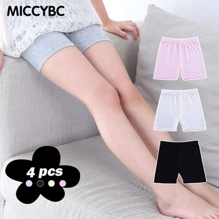 【จัดส่งด่วน】44%OFF 4 ชิ้น สาวเด็กกางเกงนิรภัย 3-9Y เด็ก Legging กางเกงรัดรูปกระโปรงโรงเรียน Innerwear