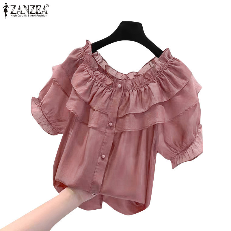 Zanzea เสื้อเบลาส์คอปกเท็จแฟชั่นเกาหลีผู้หญิง