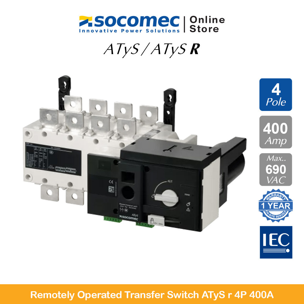 Socomec Remotely Operated Transfer Switch ATyS r 4P 400A | 95234040 | Socomec
