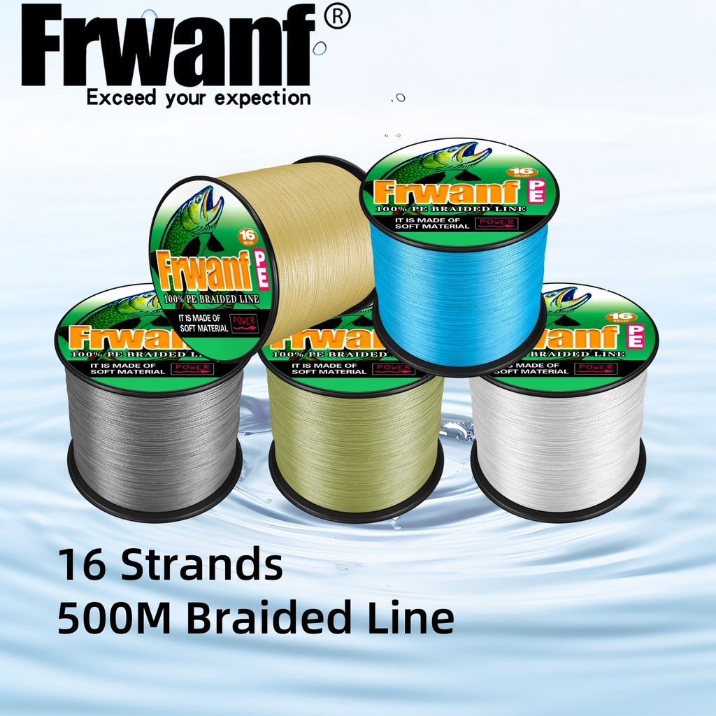 Frwanf 16 Strands 500M Hollow PE สายถักสายตกปลา X16 Braids สีด้ายตกปลา 20LB-500LB