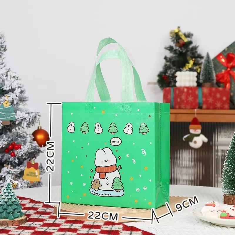 ใหม่ที่สวยงามถุงของขวัญถุงผ้ารูปแบบคริสต์มาสถุงเก็บของขวัญถุงเก็บอเนกประสงค์พับบรรยากาศ BS18