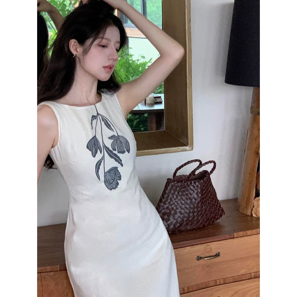 MOCACA💗เดรสผู้หญิ 💗พริ้ว เรียบหรู ดูดีดูแพง ชุดไปคาเฟ่ เดรสแฟชั่น🎀ชุดเดรสยาว เดรสคอกลม เดรสแขนกุด - รูปที่ 6