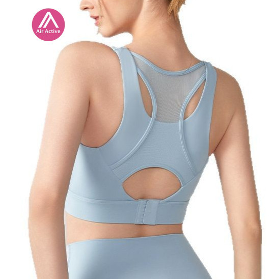 Airactive Leisure Yoga Sports Bra Fixed Pads Back Buckle Mesh-stitching High Support