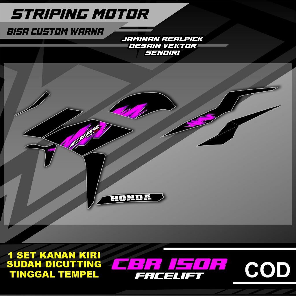 COOL MOTORCYCLE STRIPING HONDA CBR150R FACELIFT SIMPLE THEME 9 ใหม่ล่าสุด ALREADY CUT, JUST STICK IT