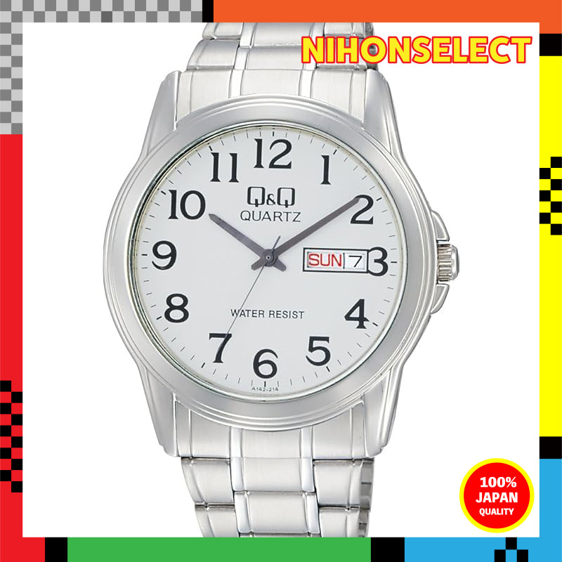 [CITIZEN Q&Q] Watch Analog Waterproof Date Day Metal Band A142-214 Men's Silver