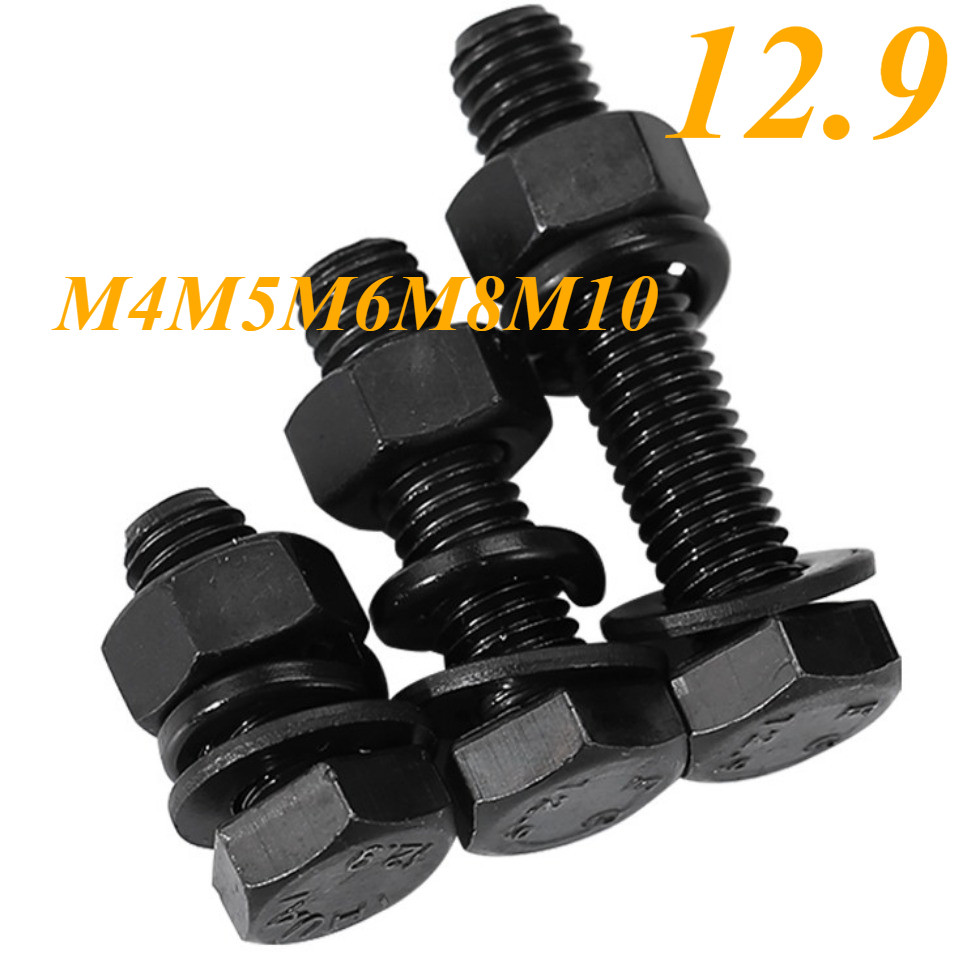 12.9 เกรด High-Strength ภายนอกหกเหลี่ยมสกรู Nut ชุดหกเหลี่ยม Bolt จับคู่ชุด M4M5M6M8M10