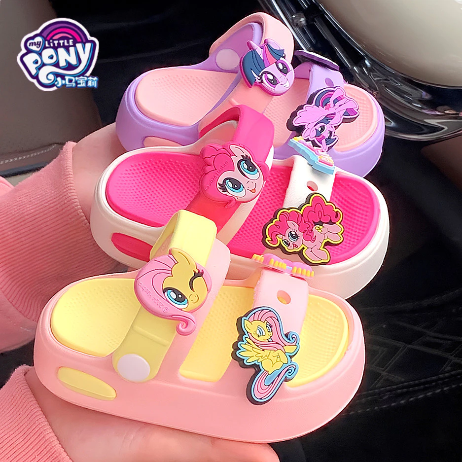 XIXITIAO My Little Pony รองเท้าแตะสายรัดคู่ผู้หญิงฤดูร้อนสวมใส่ด้านนอกรองเท้าแตะชายหาด