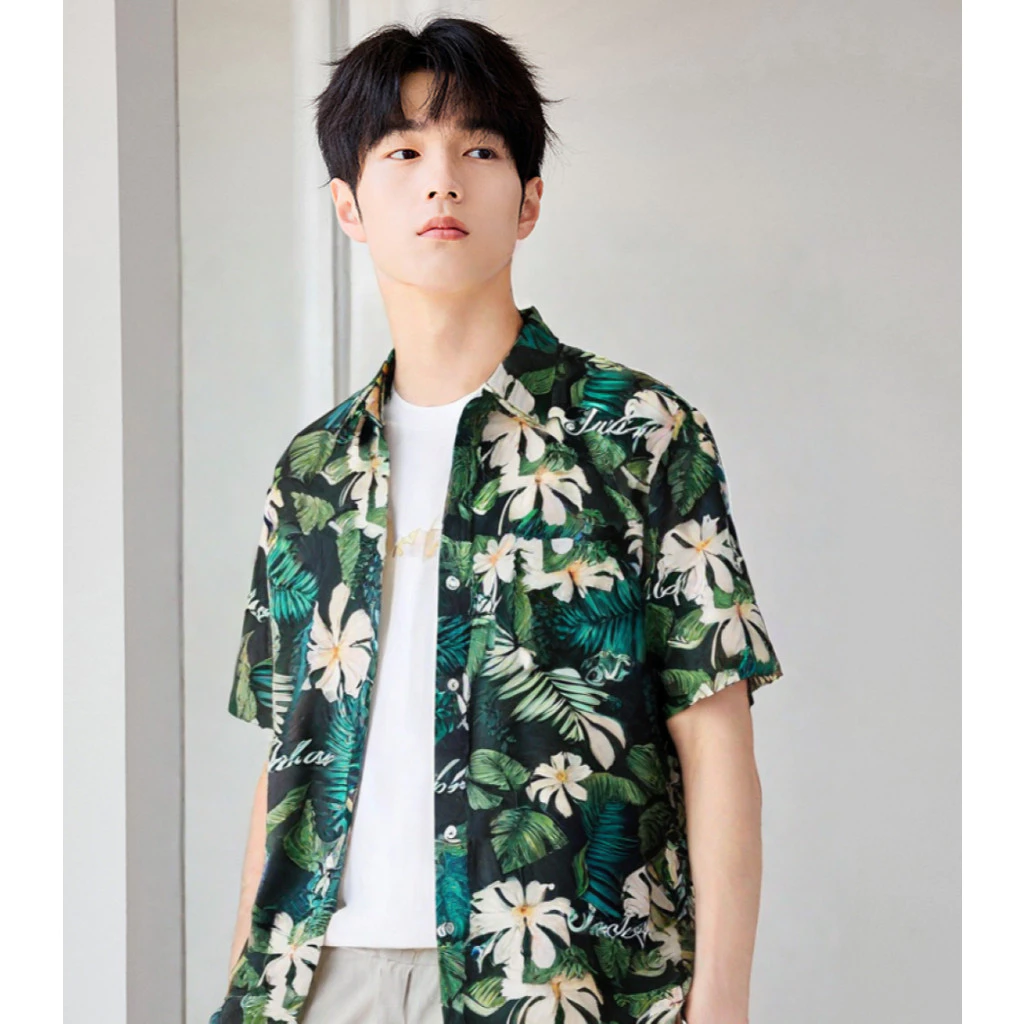 เสื้อฮาวายลายดอก คอปกแขนสั้น กระดุมหน้า ผู้ชาย thumbnail 6