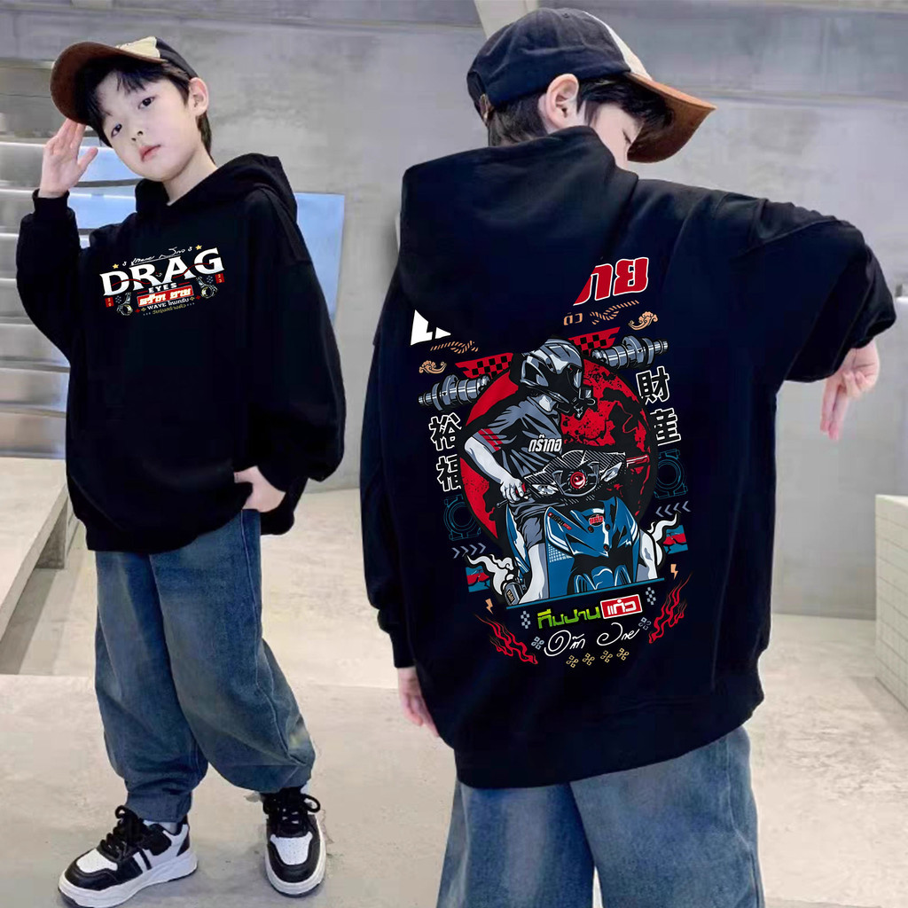 ผ้าฝ้าย Hoodie เสื้อฮู้ดแขนยาวอดร๊ากอายv.4 ใหม่ล่าสุด#ใส่ขับรถ ออกทริป เล่นกีฬาได้ ลายสวยผ้าดี ตรงปกที่สุด kids hoodie