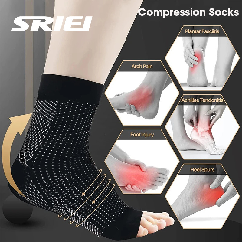 ถุงเท้าคอมเพรสชัน SRIEI 1 คู่ ออกแบบสำหรับ neuropathy รองเท้าวิ่งที่ช่วยลดอาการเจ็บ