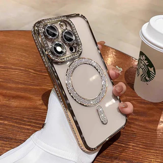 เคสกันกล้อง เคสใส ชาร์จได้ สำหรับ iPhone 17 Air 17Air 11 12 13 14 15 PRO MAX 16e 16 e PROMAX เคส แม่เหล็ก ประดับเพชร