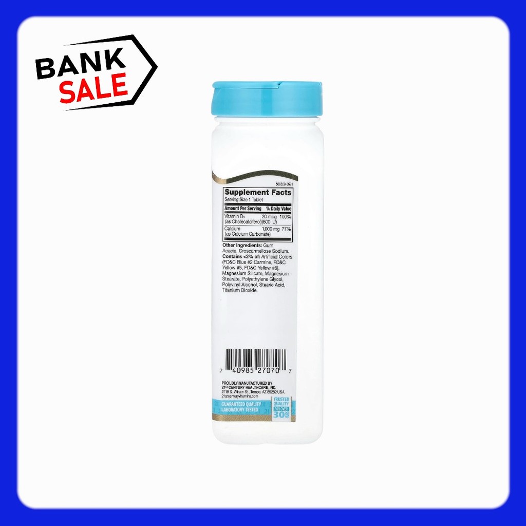 21st Century, Calcium Plus D3, 90 Tablets ราคา ถูกที่สุด ดีลบีเคเค แกลเลอรีภาพที่ 2