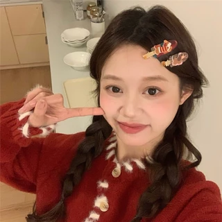 น่ารักตรวจสอบโบว์กิ๊บแต่งหน้าคลิปด้านข้างอุปกรณ์ผม