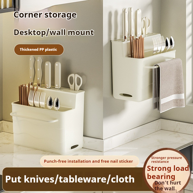 Multi-Functional Knife Holder Storage Rack Kitchen Knife Wall-Mounted Countertop Knife Rack