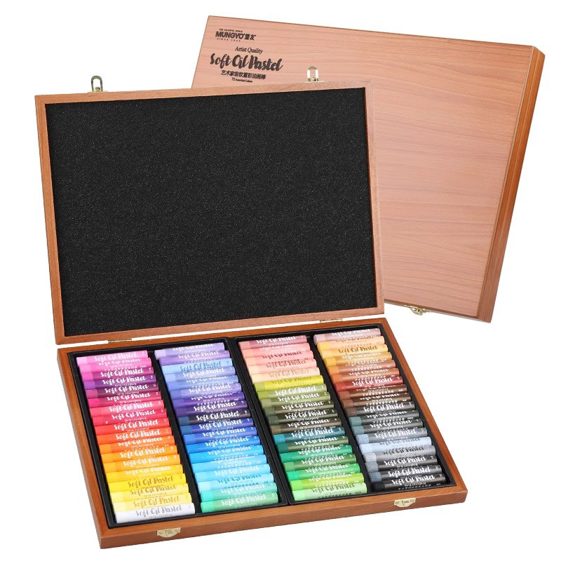 Mungyo Artist Grade Soft Oil Pastels Professional College Grade Paint Stick 72 สีกล่องไม้ Graffiti Drawing Supplies