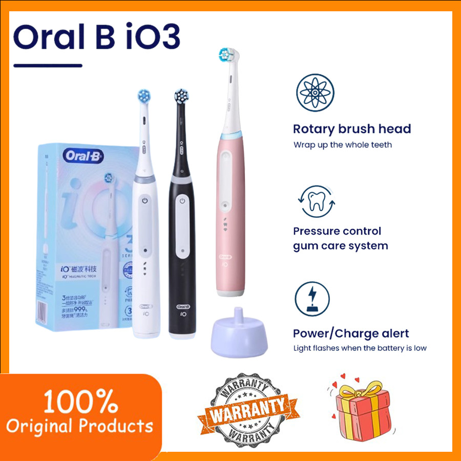 Oral-B iO3 Series แปรงสีฟันไฟฟ้าแบบพกพาหมุนทําความสะอาดช่องปากอัจฉริยะแปรงคลื่นแม่เหล็ก
