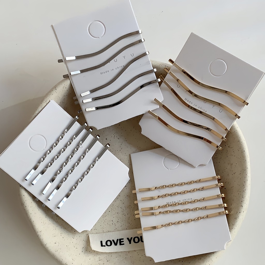 กิ๊บติดผมโลหะเรียบง่ายหญิงกิ๊บติดผมหน้าม้า 4 ชิ้น/เซ็ต