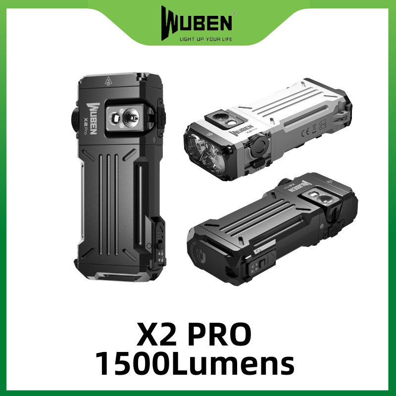 Wuben X2 PRO Type-C ชาร์จ EDC ไฟฉาย 1500Lumens 2*920mAh แบตเตอรี่กระเป๋าคลิปและแม่เหล็กหาง Troch โคม