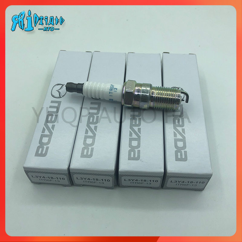 หัวเทียนอิริเดียม 4 ชิ้น/ล็อต L3Y4-18-110 ITR6F-13 สําหรับ MAZDA 3 6 FIESTA FOCUS MONDEO VOLVO S40 V