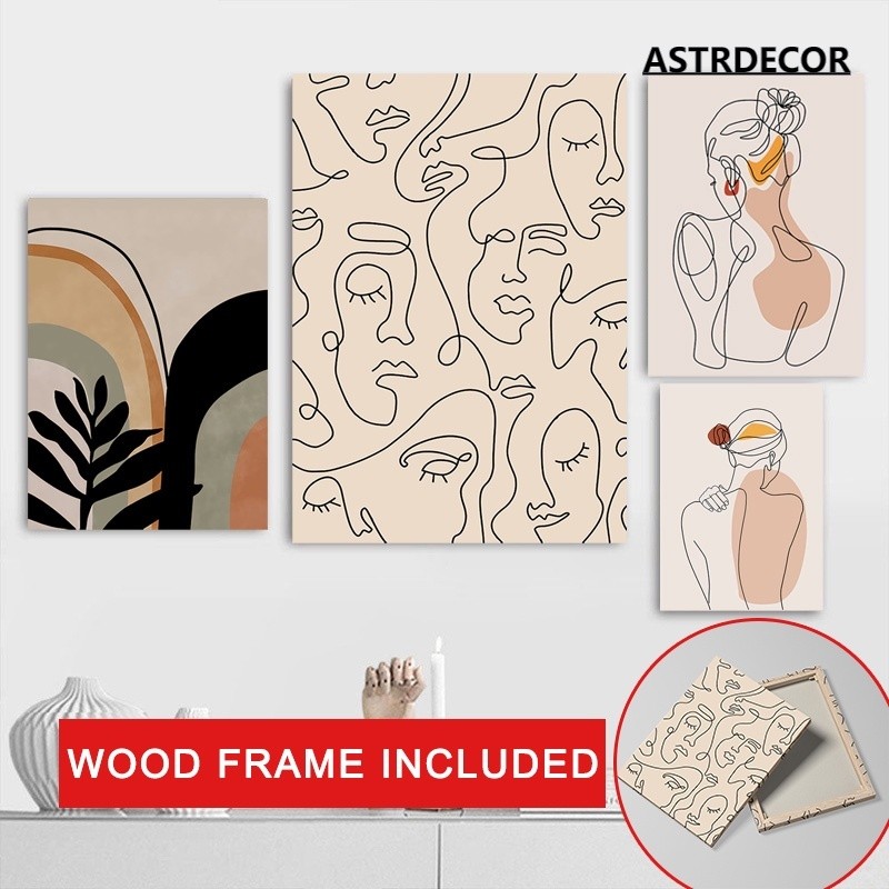 (พร้อมกรอบ) โปสเตอร์ภาพวาดผ้าใบ รูปใบไม้ สไตล์โบฮีเมียน พร้อมกรอบ สําหรับตกแต่งบ้าน ห้องนั่งเล่น