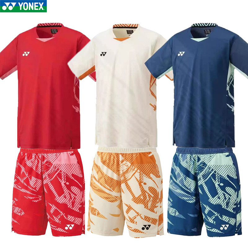 New 2025 YY เสื้อยืดแบดมินตันแขนสั้น Jersey Set Tops กางเกงไซส์ M - 4XL