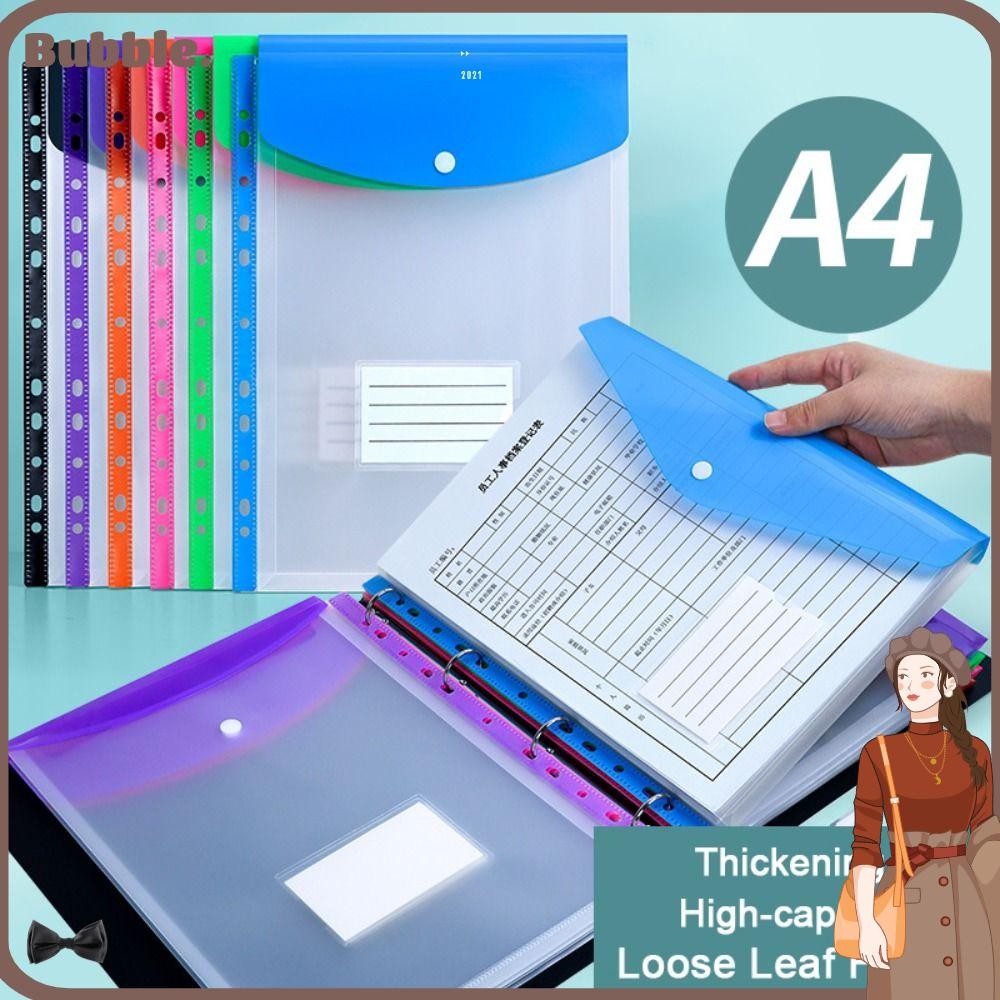 Bubble 6 ชิ้น Binder Pocket, แฟ้ม A4, ซองพลาสติก 6 สี Label Loose-Leaf Home
