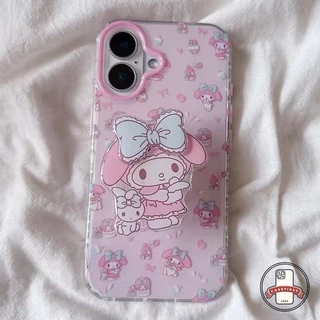 น่ารักเมโลดี้คิตตี้แมวน้อยดาวโบว์กราฟิติ เคส IPhone 17 11 15 12 16 13 14 Pro Max Air XR X 7Plus 6 8 14 15 16 Plus XS Max