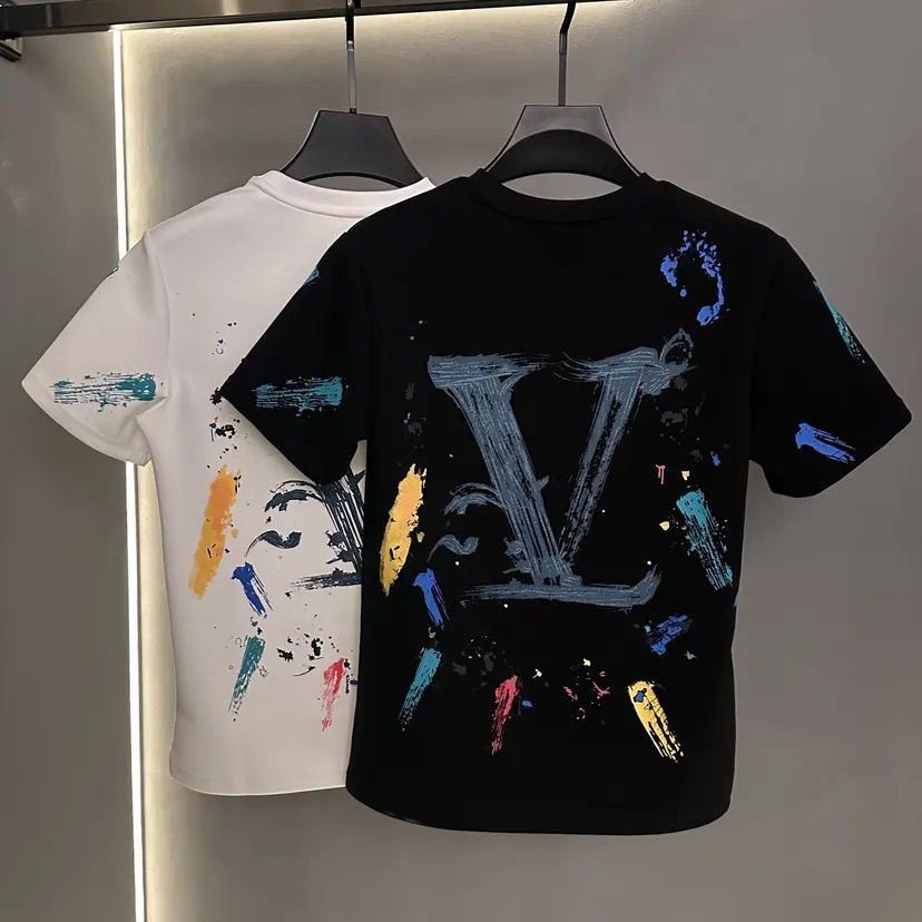 แฟชั่นพิมพ์ลําลองอินเทรนด์ผู้ชายคอกลมครึ่งแขนเสื้อยืด