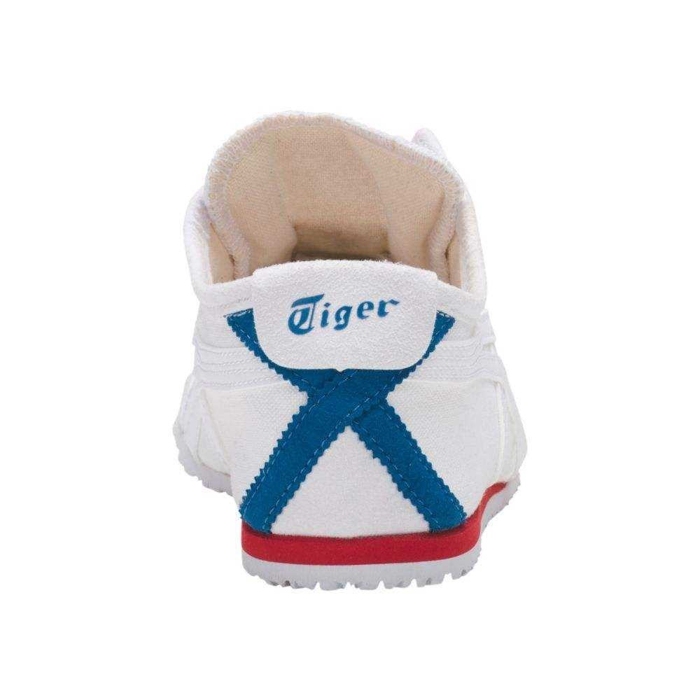 รองเท้าผ้าใบแบบสวม Tiger Mexico 66 สีขาว น้ำเงิน แดง ทรงหุ้มข้อต่ำ ยูนิเซ็กส์ และ SD3KO N-100