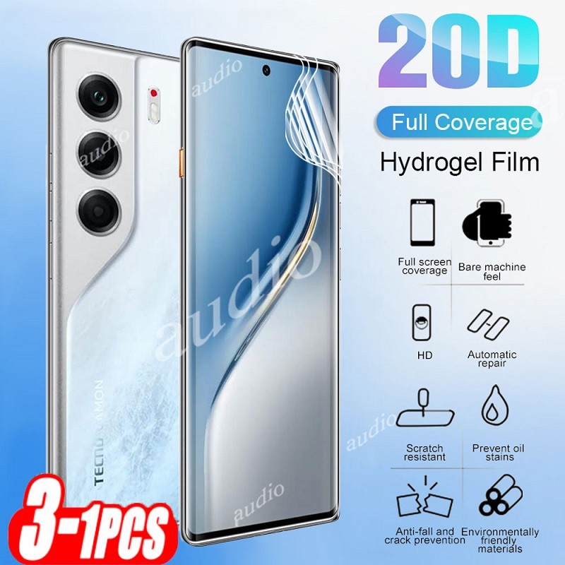 Tecno Camon 40 Pro 4G 5G 3 ชิ้น 20D Full Coverage Hydrogel ฟิล์มสําหรับ Tecno Camon 40 Pro 40Pro 4G 