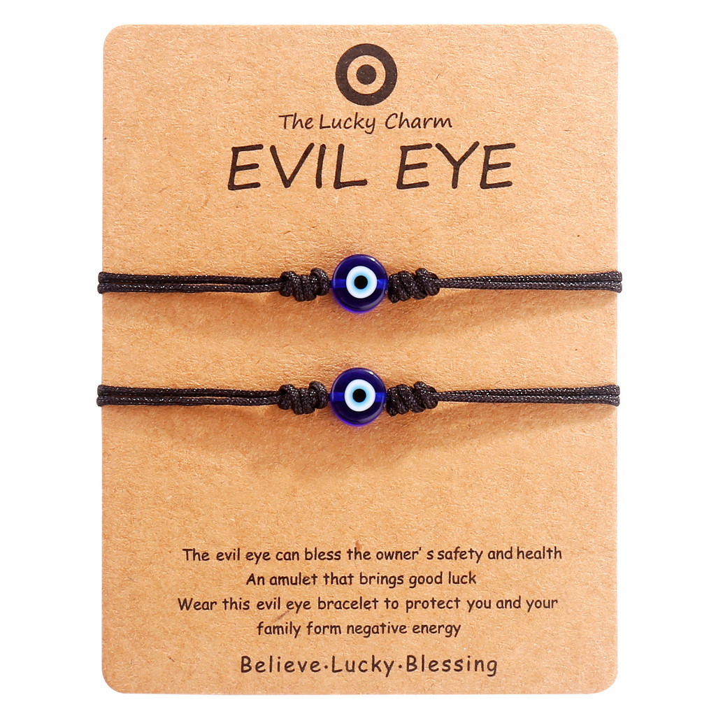 2 ชิ้น Evil Eye สร้อยข้อมือสําหรับชายหญิงคู่ Lucky Amulet ป้องกัน Handmade เพื่อนที่ดีที่สุดสายรัดข้อมือของขวัญเครื่องประดับ
