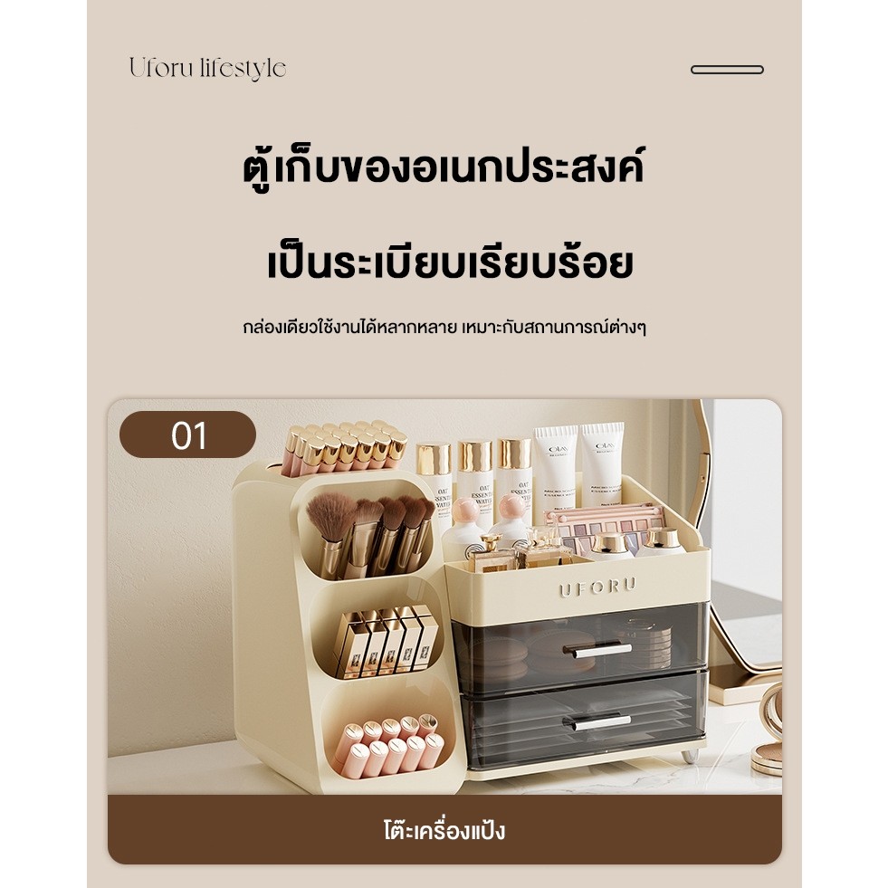 Nearra กล่องเก็บเครื่องสำอาง กันฝุ่น กล่องผงหน้า มีขนาดใหญ่ ลิปสติก ผลิตภัณฑ์ดูแลผิว มีหน้าที่หลายประเภท ชั้นวาง - รูปที่ 5