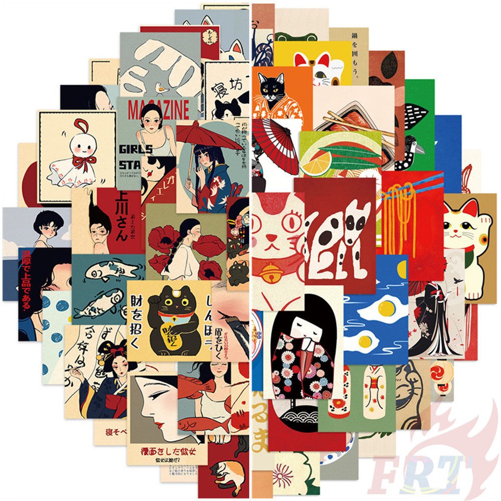 50ชิ้น/100ชิ้น ❉ ศิลปะโชวะย้อนยุคญี่ปุ่น . สติ๊กเกอร์เกาะอาร์ubiyori ❉ Diy แฟชั่นสติ๊กเกอร์กันน้ํา Doodle สติ๊กเกอร์