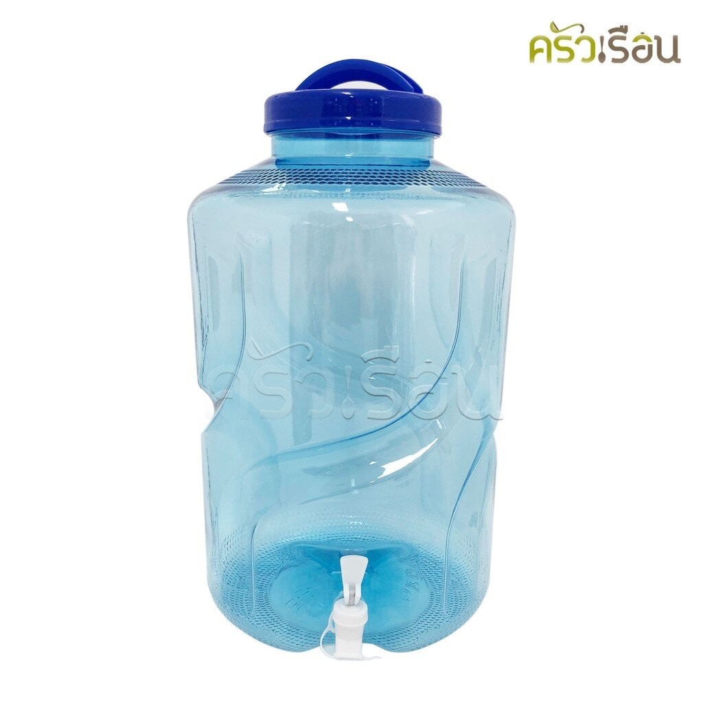 ถังน้ำดื่ม PET เพ็ท ชนิดใส มีหัวก๊อก 18.9 ลิตร เกรด A รุ่นมีก๊อก น้ำเงิน ถังกดน้ำ ถังน้ำ