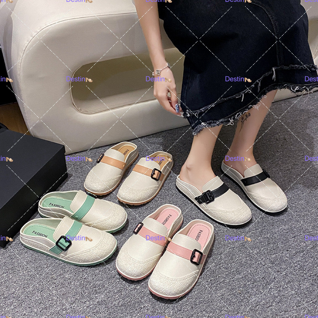 Destin🩰พร้อมส่งจากไทย🛒 (TO-609)รองเท้าคัชชู แฟชั่น สไตล์เกาหลี น่ารัก พื้นยางนิ่ม สีพื้นใส่สบาย รองเท้ายางนิ่ม