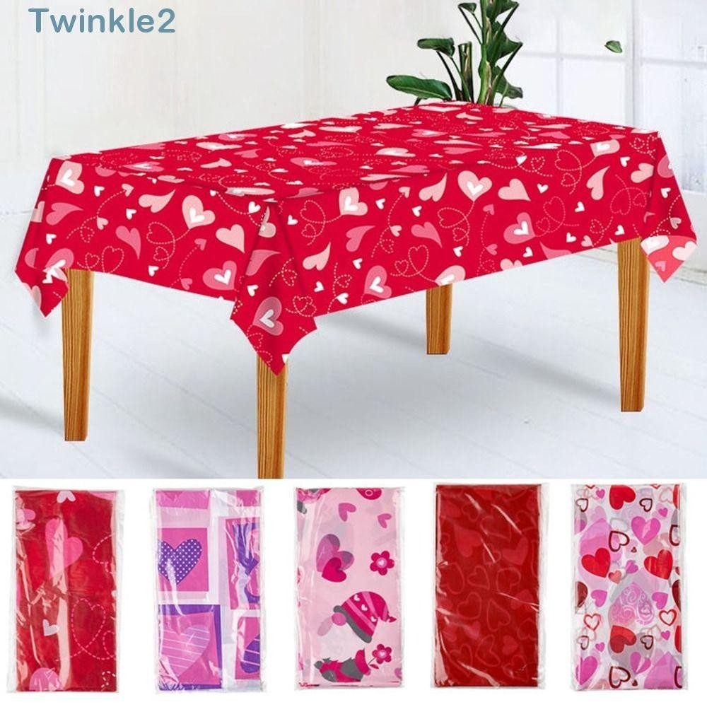 Twinkle ผ้าปูโต๊ะวันวาเลนไทน์ ผ้าปูโต๊ะ ใช้แล้วทิ้ง สีแดง พลาสติก กันน้ํา ตกแต่งโต๊ะ ผ้าคลุมโต๊ะ วันวาเลนไทน์