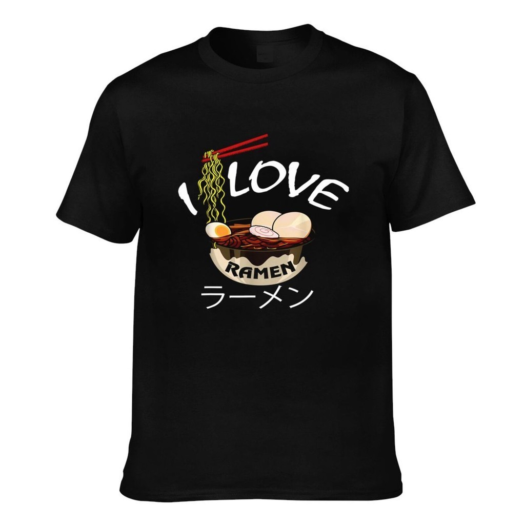 ใหม่ล่าสุด I Love Noodle Ramen Funny Men Cotton Tee
