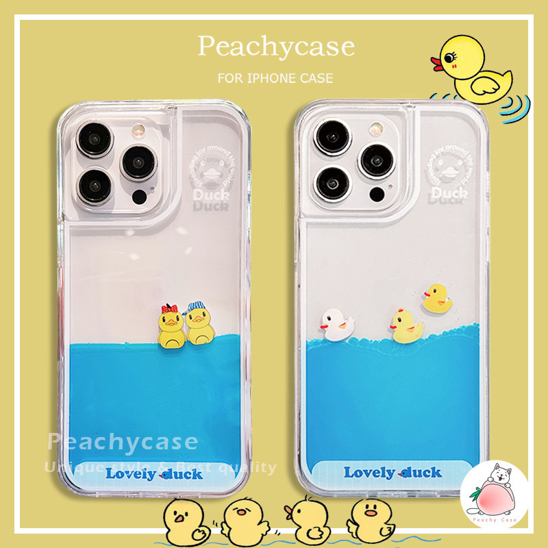 เคสโทรศัพท์มือถืออะคริลิค แบบแข็ง ปิดด้านหลัง กันกระแทก ลายเป็ดว่ายน้ําน่ารัก สร้างสรรค์ สําหรับ iPhone 15 14 13 12 Pro Max 11