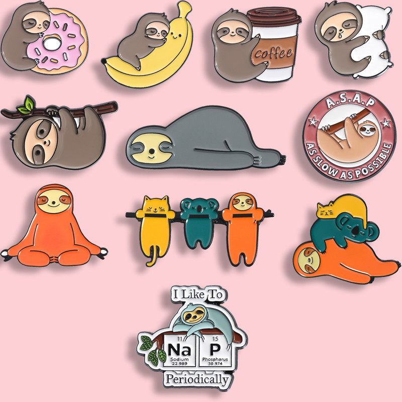 Sloth Series เข็มกลัดเคลือบ ของขวัญ สําหรับเพื่อน เสื้อผ้า กระเป๋านักเรียน