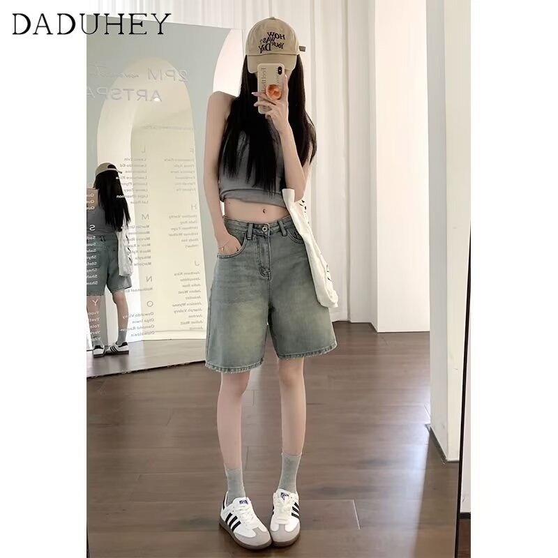 DaDuHey Women's 2026 Summer Fashion Brand Workwear Denim Shorts High Street Fashion All-Match Casual Cropped Pants